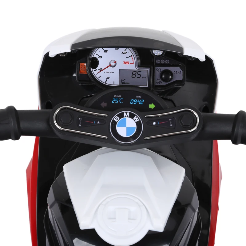 Aosom Kids Motorcycle, 6V Battery Powered Toddler Motorcycle with Headlight, Music, 3 Wheels Electric Motorcycle for Kids, Licensed BMW, Gift for Boys & Girls -Red