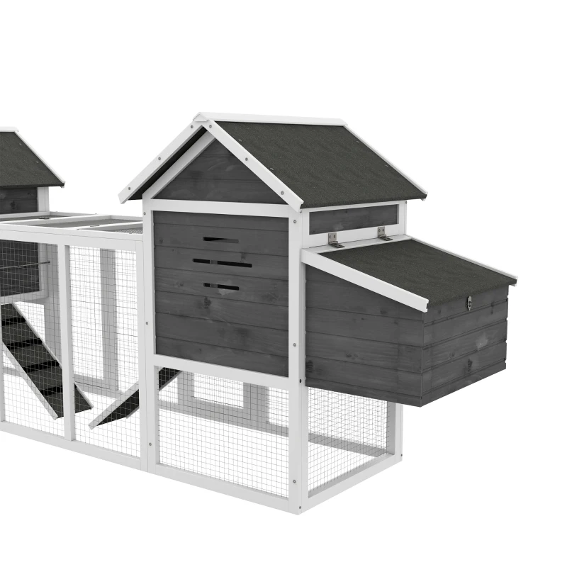 PawHut 124" Dual Chicken Coop, Large Chicken House, Gray