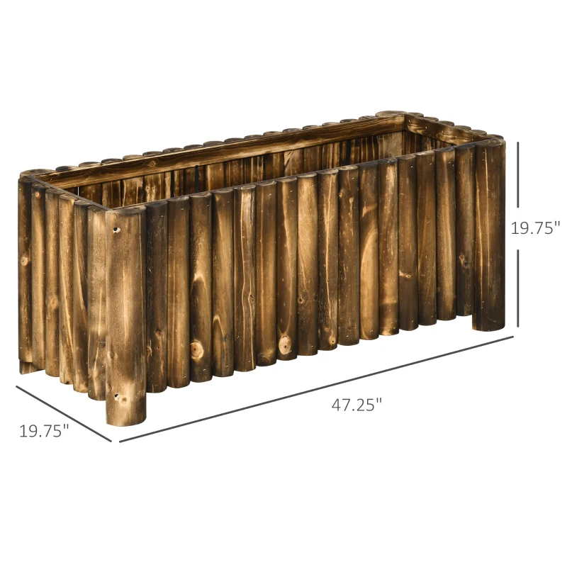 Outsunny 47" x 20" x 20" Raised Garden Bed, Raised Planter Box, Wooden Planter Raised Bed with Drainage Gaps & Lightweight Build, Natural Wood