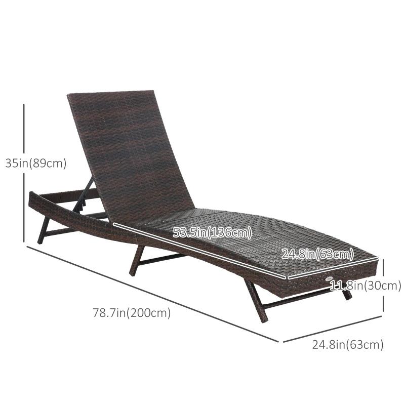 Outsunny Wicker Patio Lounger, Outdoor S Shape Recliners Lounge Chair w/ 5-Level Adjustable Backrest, Soft Padded Cushion for Outdoor Use, Grey