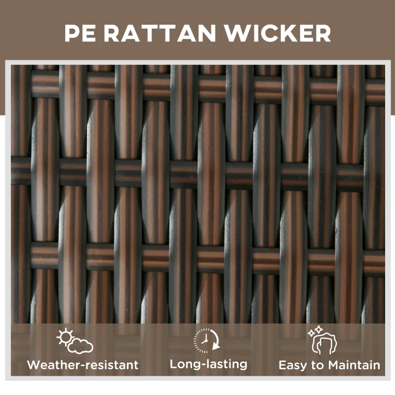 Outsunny 3 Pieces Wicker Patio Lounger Set with Table, PE Rattan Outdoor Lounge Chair Set with Cushions, Wheels, 5-Level Reclining Backrest, Headrest, Brown/Dark Grey