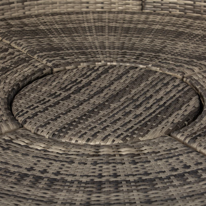 Outsunny 4 Pieces Outdoor Daybed with Retractable Canopy, PE Rattan Wicker Round Sofa Day Bed, Patio Sectional  Conversation Furniture Set with Cushions and Pillows, Grey