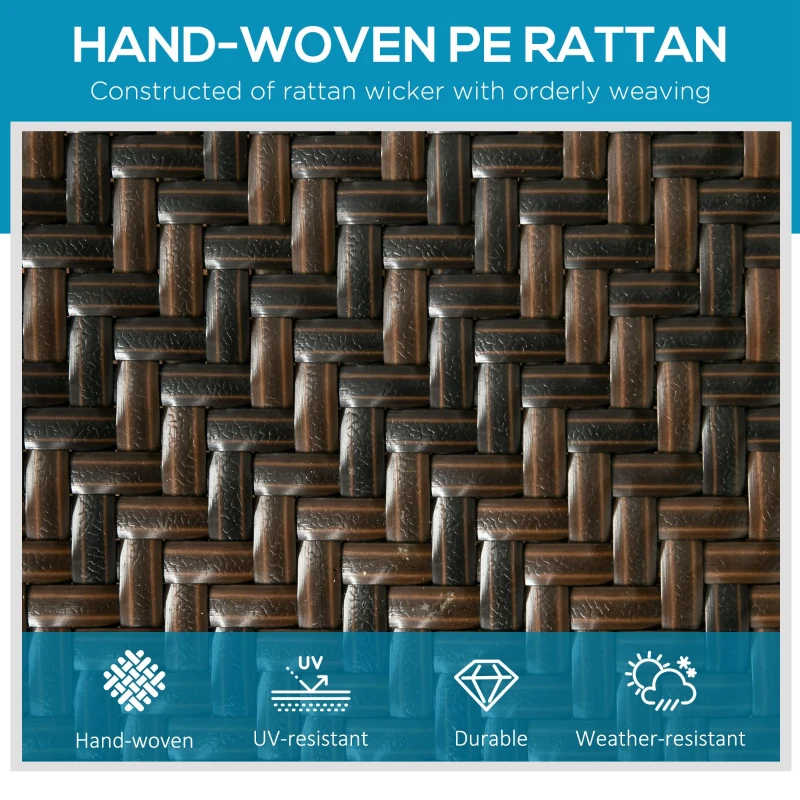 Outsunny 2 Pieces Patio Lounger Chair Set, Outdoor Aluminum Frame PE Rattan Wicker Sun Lounger Set w/ 5-Position Backrest and Wheels for Sun Room, Garden, Poolside, Dark Brown