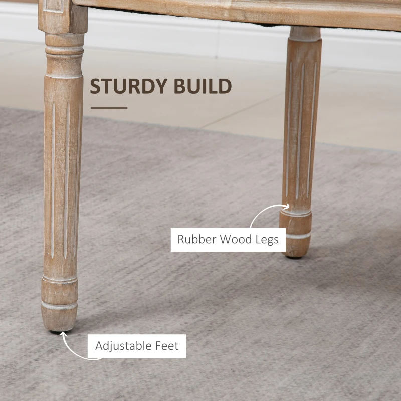 HOMCOM French-Style Upholstered Dining Chair Set, Armless Accent Side Chairs with Rattan Backrest and Linen-Touch Upholstery, Set of 4, Cream White