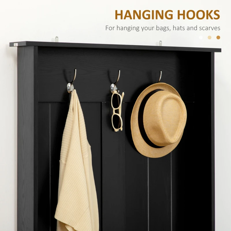 HOMCOM Hall Tree with Shoe Storage Bench Entryway Bench for Living Room, Black