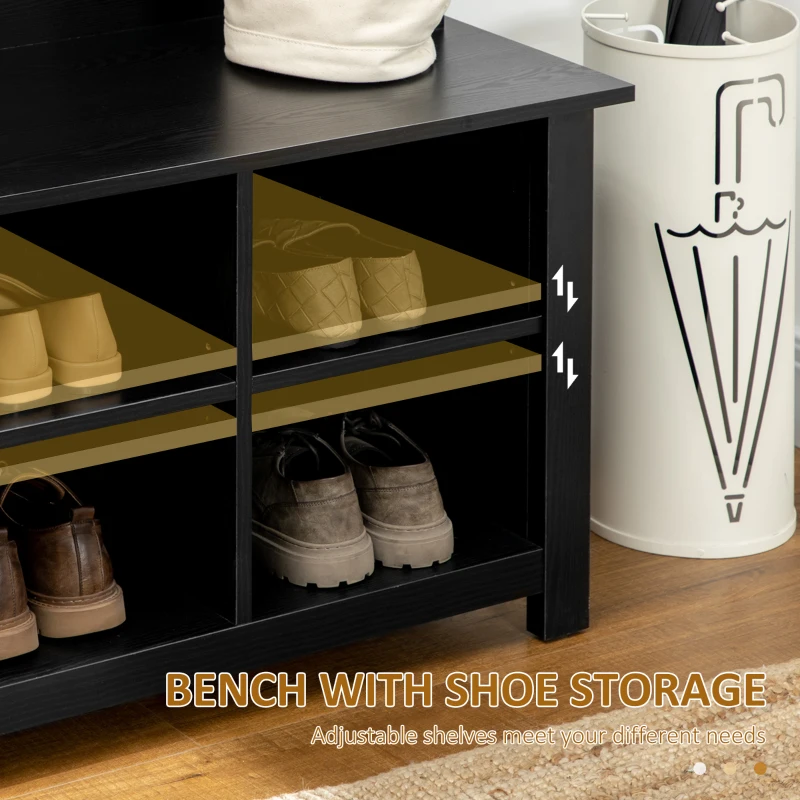 HOMCOM Hall Tree with Shoe Storage Bench Entryway Bench for Living Room, Black