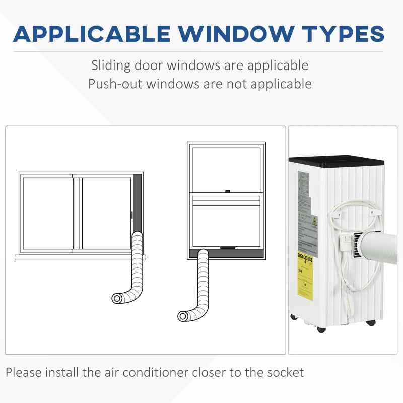 HOMCOM 8000 BTU Smart WiFi Portable Air Conditioner, Remote Control for Rooms up to 215 Sq. Ft., Energy Efficient, White