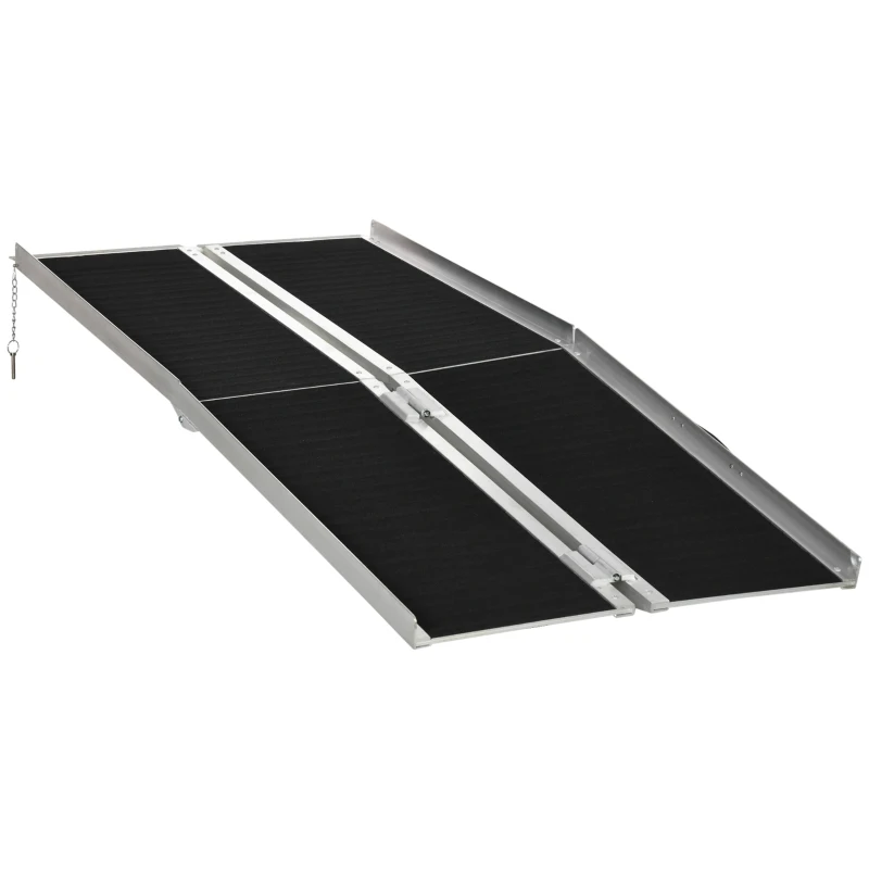 HOMCOM 6' Skidproof Portable Wheelchair Ramp for Home, Steps, Doorways, Carpeted Foldable Handicap Ramp, Threshold Ramp