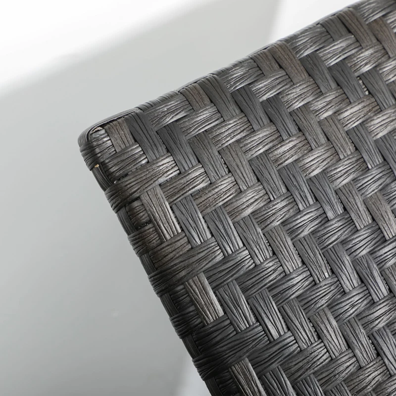 Outsunny Foldable Rattan Outdoor Lounger Chair Recliner with 5-Level Adjustable Backrest, Wheels for Garden, Patio, Mixed Brown