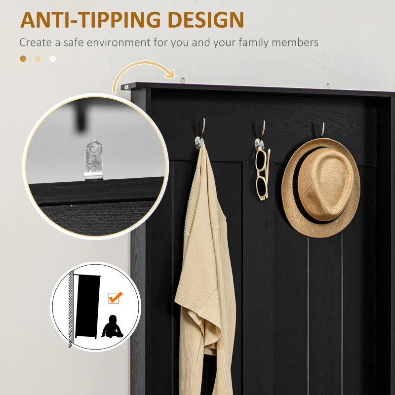 HOMCOM Hall Tree with Shoe Storage Bench Entryway Bench for Living Room, Black