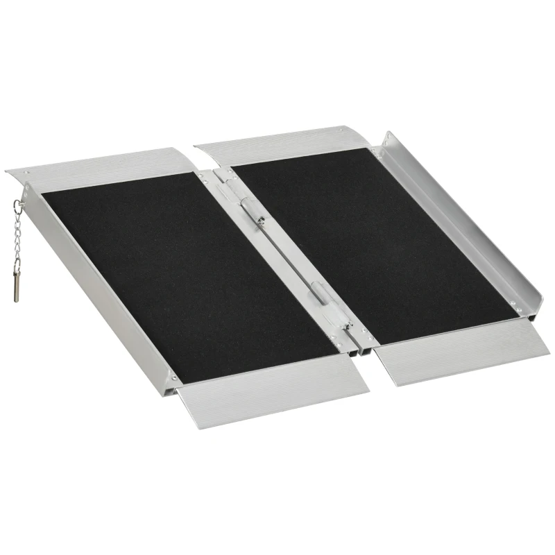 HOMCOM 2' Portable Wheelchair Ramp Aluminum Threshold Mobility Single-fold for Scooter with Carrying Handle