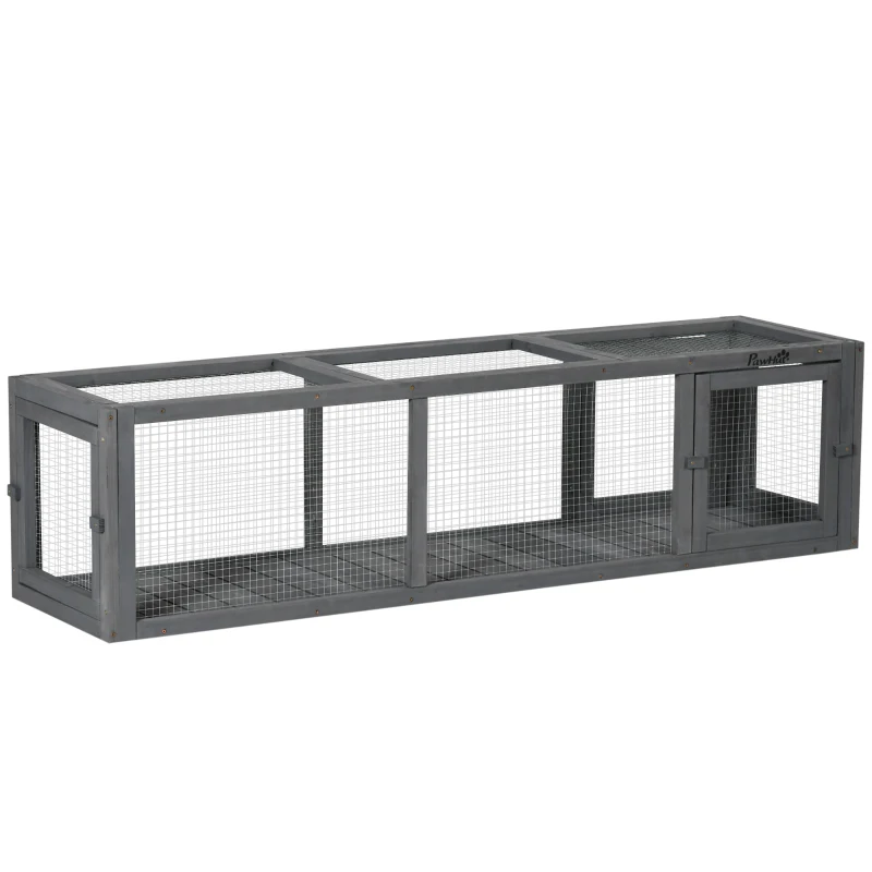PawHut Catio Outdoor 59"L Cat Tunnel, Cat Enclosure DIY L- Shape with Extendable Design, Kitty shelter with Weather Protection, Removable Door, Lead Grey