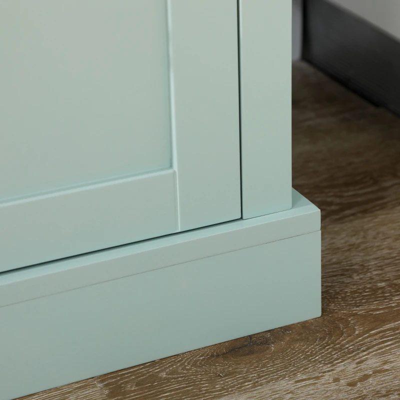 HOMCOM Kitchen Pantry Storage Cabinet with Microwave Stand, 71" Modern Kitchen Hutch with Glass Doors, Storage Drawers and Adjustable Shelves for Dining Room, Light Blue