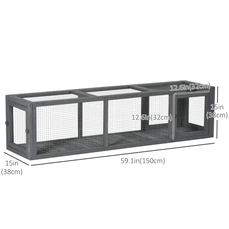 PawHut Catio Outdoor 59"L Cat Tunnel, Cat Enclosure DIY L- Shape with Extendable Design, Kitty shelter with Weather Protection, Removable Door, Lead Grey