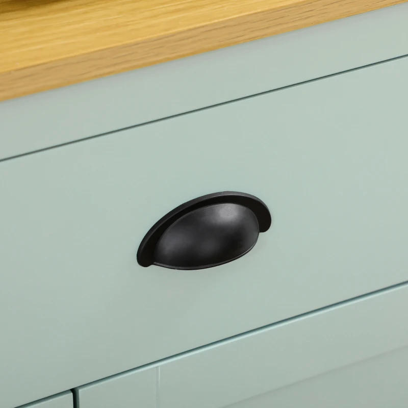 HOMCOM Kitchen Pantry Storage Cabinet with Microwave Stand, 71" Modern Kitchen Hutch with Glass Doors, Storage Drawers and Adjustable Shelves for Dining Room, Light Blue