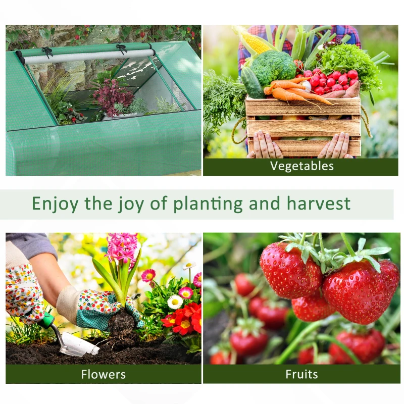 Outsunny Portable Mini Greenhouse 71" x 55" x 32" with Zippered Windows - Compact Garden Green House for Plants, Green