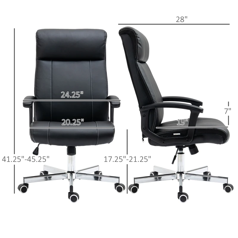 Vinsetto PU Leather Office Chair Desk Chair with 360 Degree Swivel Wheels Adjustable Height Tilt Function Black