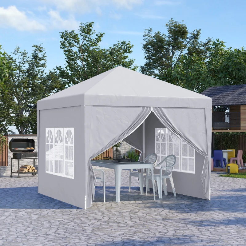 Aoodor 10x10 Pop Up Canopy Tent - Outdoor Party Gazebo With Sidewalls, Portable Square, Polyester Roof, Iron Frame