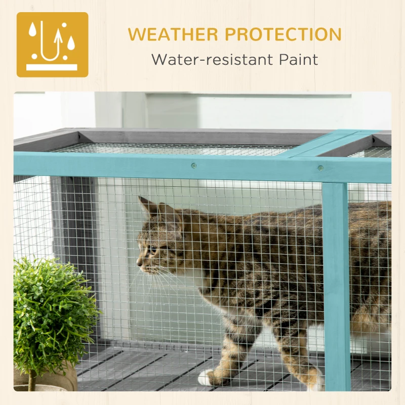 PawHut Catio Outdoor 59"L Cat Tunnel, Cat Enclosure DIY L- Shape with Extendable Design, Kitty shelter with Weather Protection, Removable Door, Lead Grey