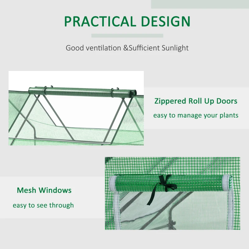 Outsunny Portable Mini Greenhouse 71" x 55" x 32" with Zippered Windows - Compact Garden Green House for Plants, Green