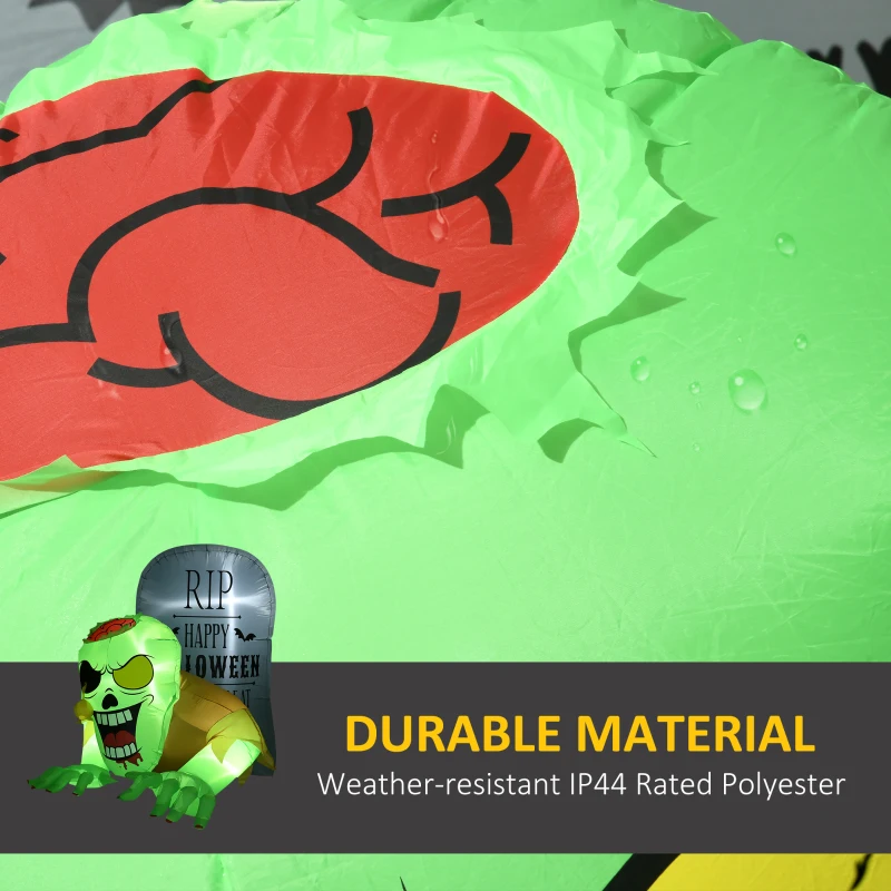 HOMCOM 5ft Halloween Inflatables, Zombie with Tombstone, Outdoor Blow Up Yard Decoration with Build-in LED