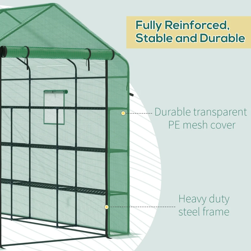 Outsunny 8' x 6' x 7' Temporary Greenhouse for Growing Flowers with Mesh Door & Windows Green