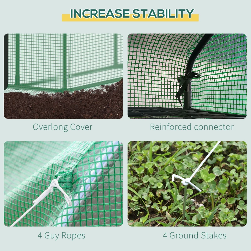 Outsunny 8' x 6' x 7' Temporary Greenhouse for Growing Flowers with Mesh Door & Windows Green