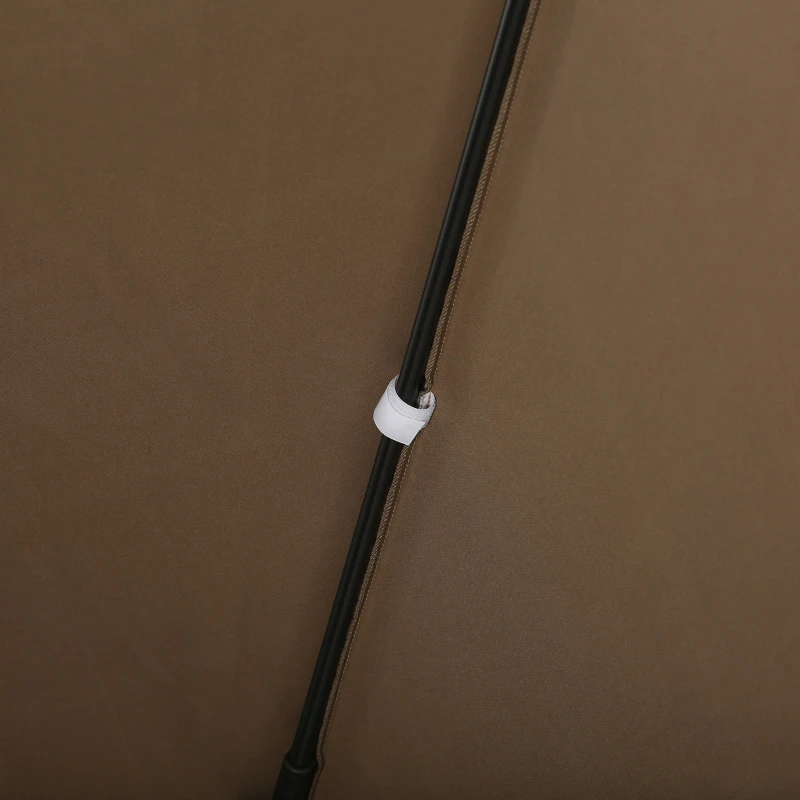 Outsunny 10ft Offset Patio Umbrella with Base, Double Top Hanging Aluminum Cantilever Umbrella with 360-degree Rotation, Easy Tilt, 8 Ribs, Crank, Cross Base, Cover, Strap, Coffee