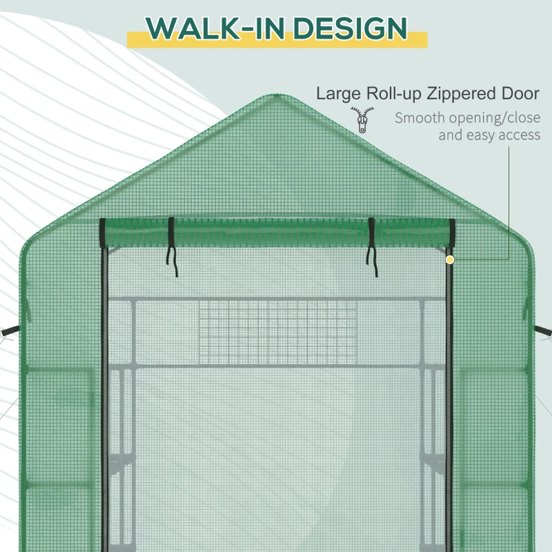 Outsunny 8' x 6' x 7' Temporary Greenhouse for Growing Flowers with Mesh Door & Windows Green