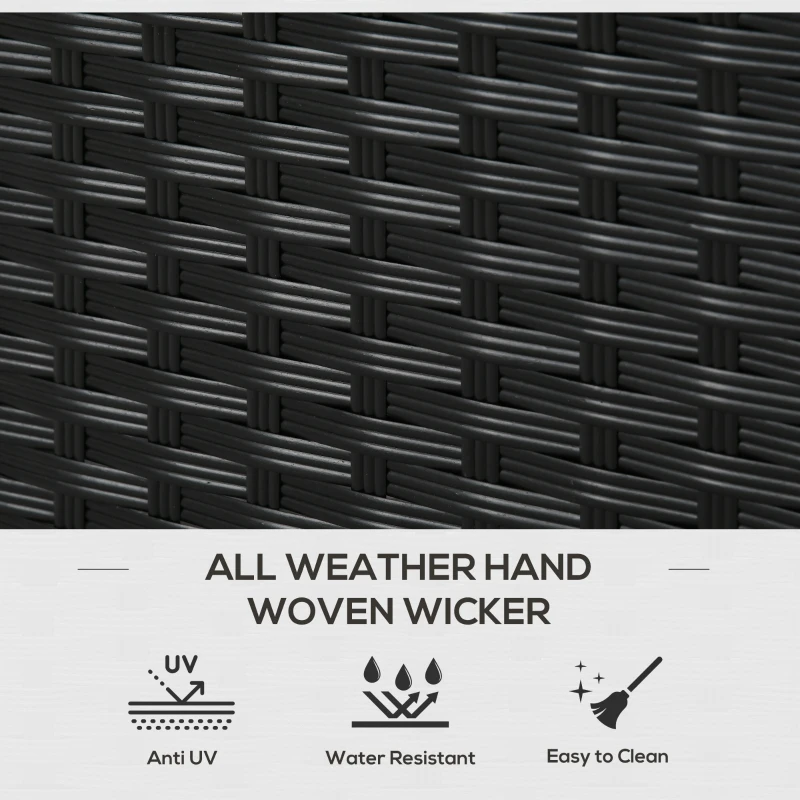Outsunny Outdoor Deck Box & Shoe Storage, PE Rattan Wicker Towel Rack with Liner for Indoor, Outdoor, Patio Furniture Cushions, Pool, Garden Tools, Black