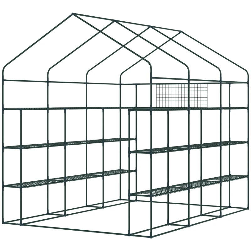 Outsunny 8' x 6' x 7' Temporary Greenhouse for Growing Flowers with Mesh Door & Windows Green