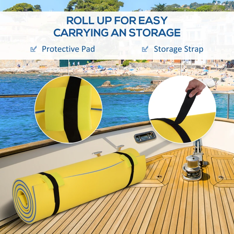 HOMCOM 10' x 5' Roll-Up Pool Float Pad for Lakes, Oceans, & Pools, Water Mat for Playing, Relaxing & Recreation, Yellow