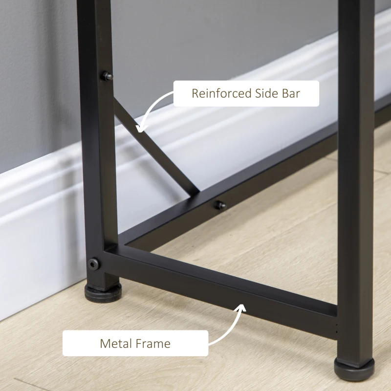 HOMCOM Space-Saving Corner Desk, Small Computer Desk with Metal Frame, Writing Desk for Home Office, Small Spaces, Rustic Brown