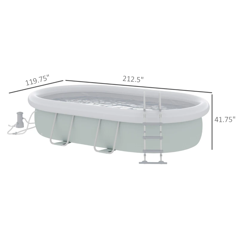 Outsunny 18' x 10' x 42" Above Ground Swimming Pool, Semi-Inflatable Rectangular Steel Frame Pool with Filter Pump, Safety Ladder, Cover, and Mat, for 1-8 People, Gray(m-3)