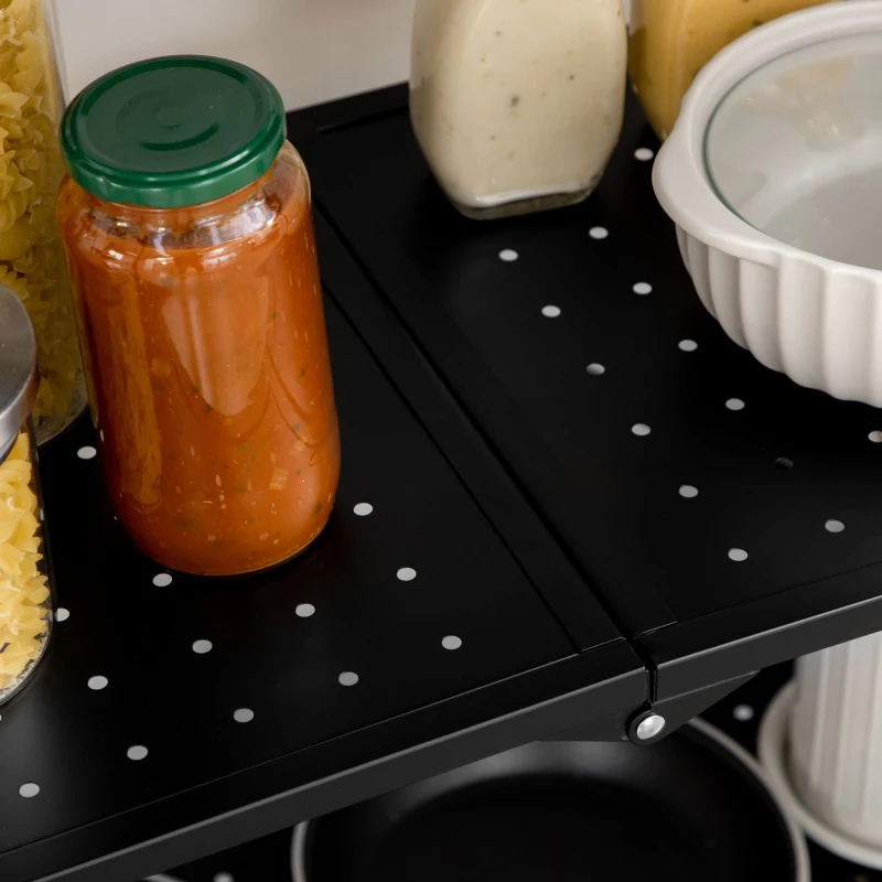 HOMCOM 3 Tier Utility Cart, Kitchen Rolling Cart with Lockable Wheels, Multifunctional Storage Shelves for Living Room, Black