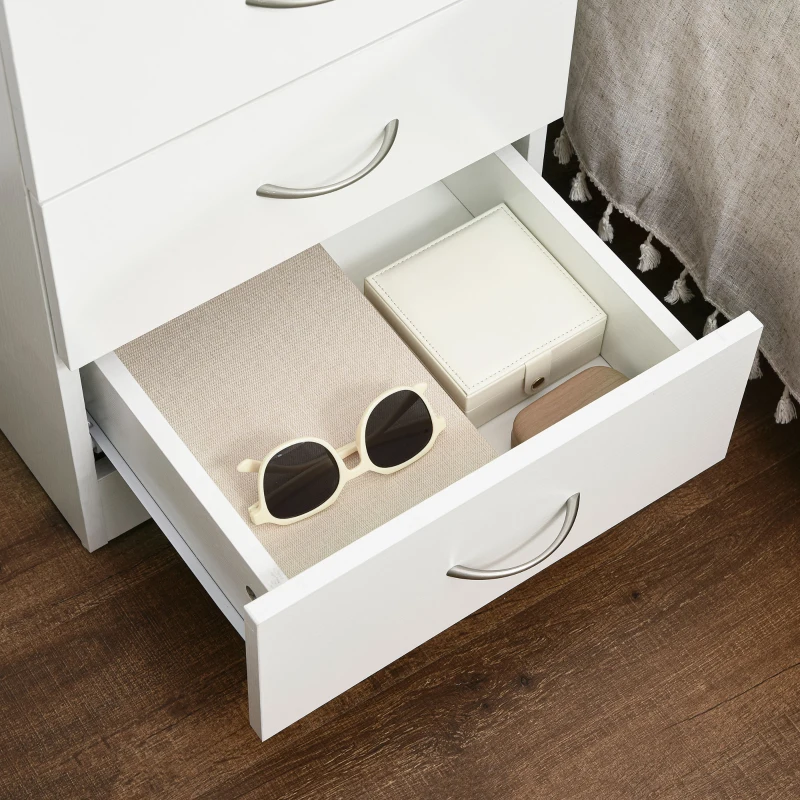 HOMCOM Bedside Table with 3 Drawers, Modern Wood Nightstand, Side Table with Anti-tipping Design for Bedroom, Set of 2, White