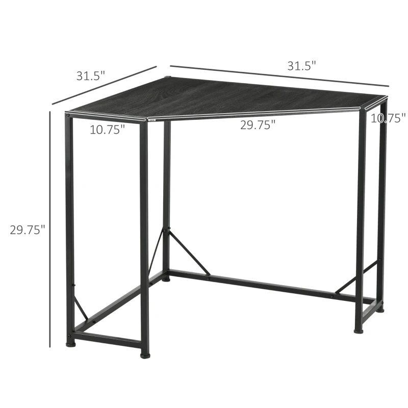HOMCOM Space-Saving Corner Desk, Small Computer Desk with Metal Frame, Writing Desk for Home Office, Small Spaces, Gray