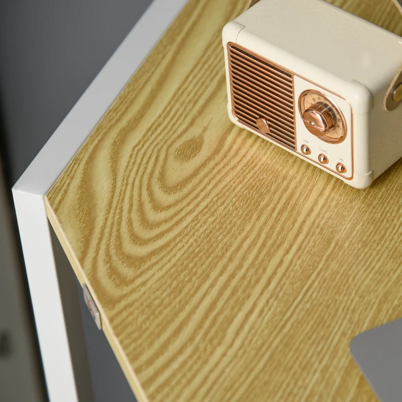 HOMCOM Space-Saving Corner Desk, Small Computer Desk with Metal Frame, Writing Desk for Home Office, Small Spaces, Natural