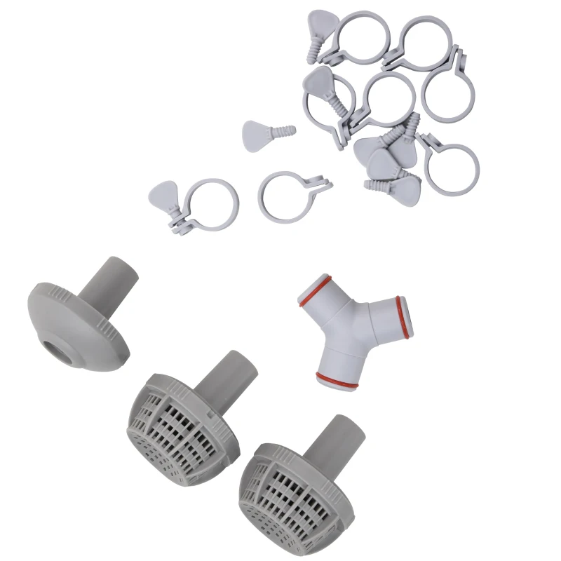 Outsunny 18' x 10' x 42" Above Ground Swimming Pool, Semi-Inflatable Rectangular Steel Frame Pool with Filter Pump, Safety Ladder, Cover, and Mat, for 1-8 People, Brown