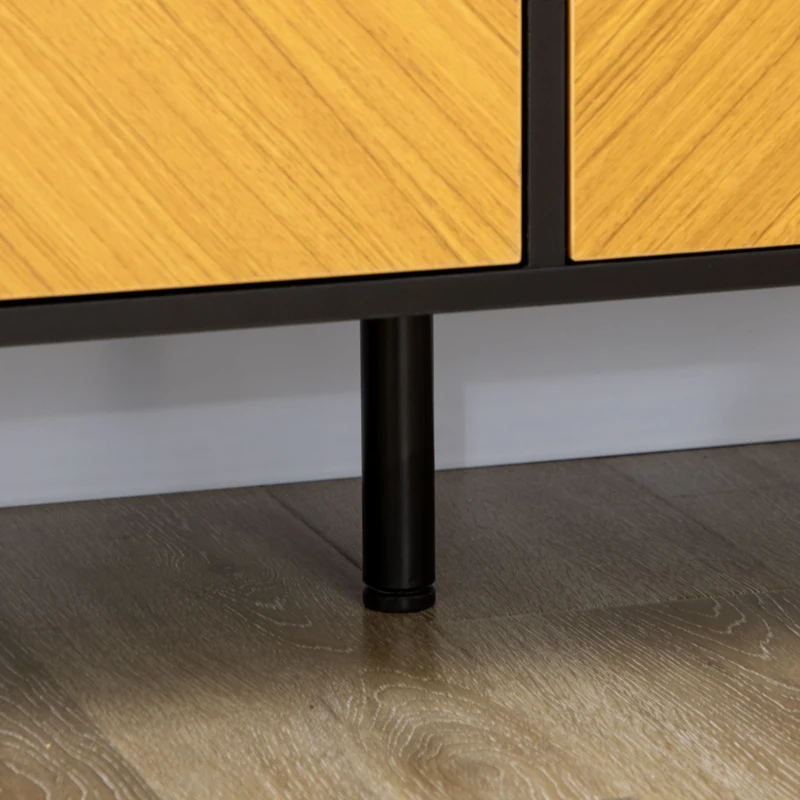 HOMCOM Modern Buffet Sideboard Kitchen Dining Storage Bar Cabinet with Adjustable Shelves Yellow