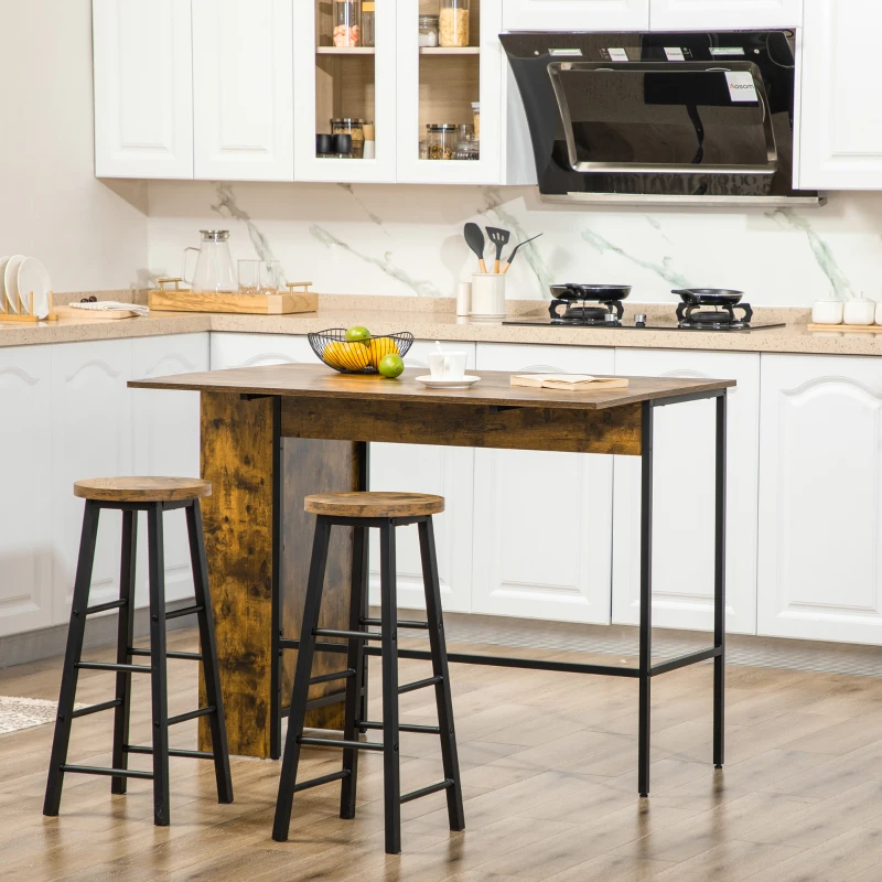 HOMCOM Extendable Bar Table with Storage, Counter Height Table ...