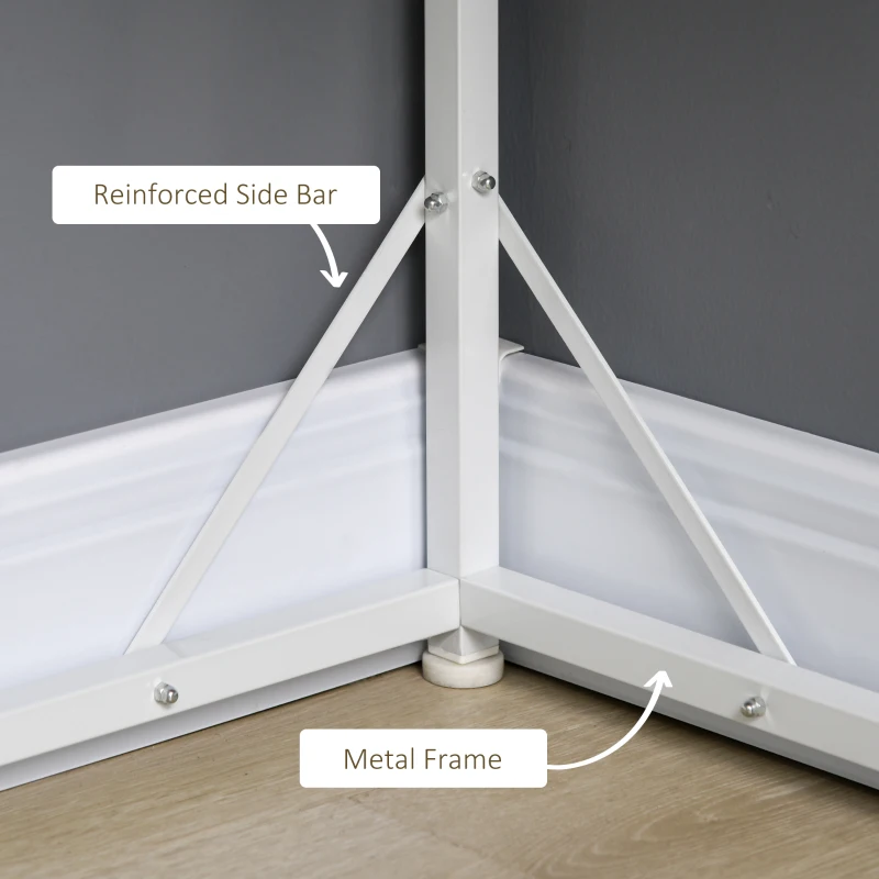 HOMCOM Space-Saving Corner Desk, Small Computer Desk with Metal Frame, Writing Desk for Home Office, Small Spaces, Natural