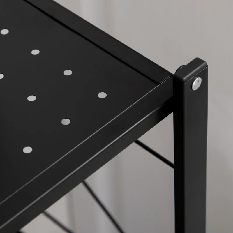 HOMCOM 3 Tier Utility Cart, Kitchen Rolling Cart with Lockable Wheels, Multifunctional Storage Shelves for Living Room, Black