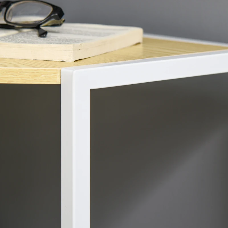 HOMCOM Space-Saving Corner Desk, Small Computer Desk with Metal Frame, Writing Desk for Home Office, Small Spaces, Natural