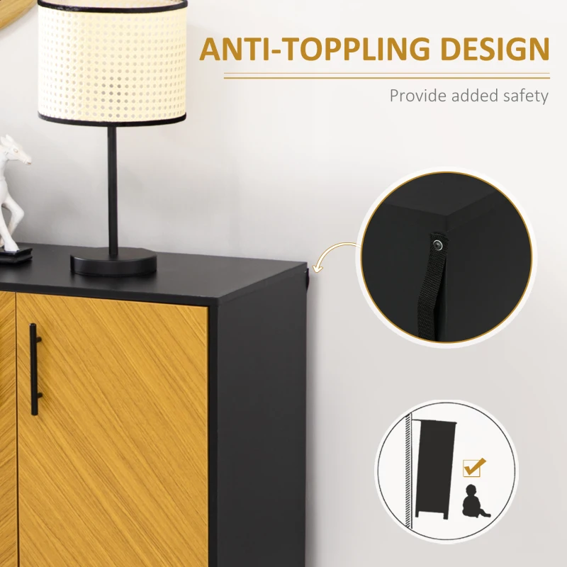 HOMCOM Modern Buffet Sideboard Kitchen Dining Storage Bar Cabinet with Adjustable Shelves Yellow