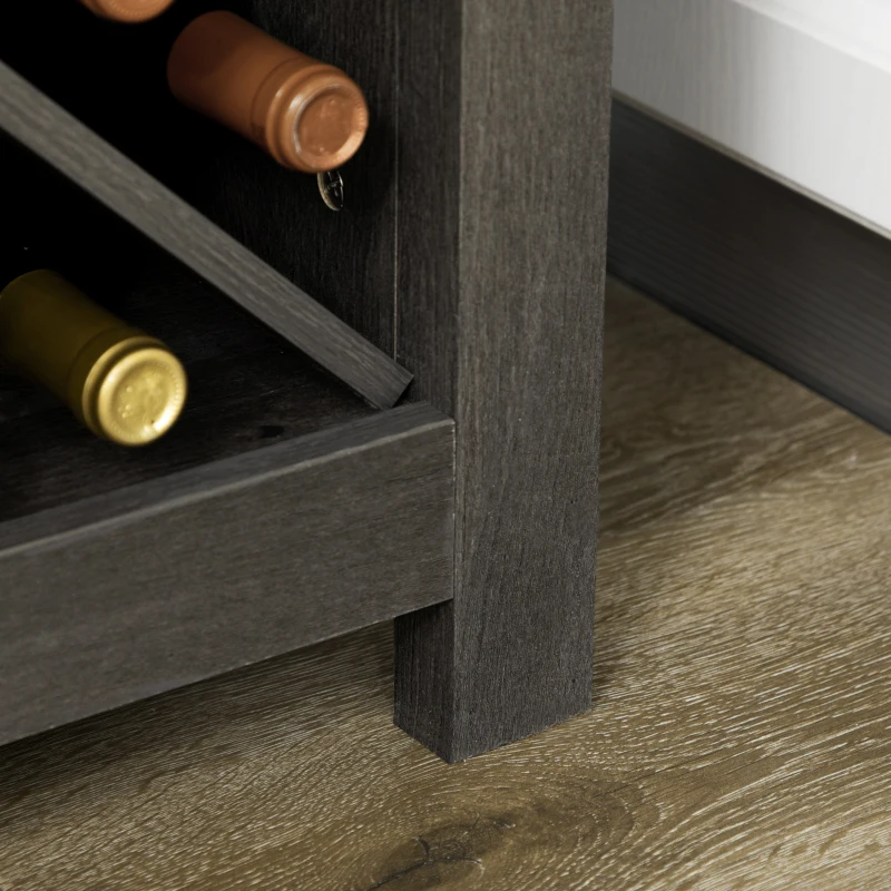 HOMCOM 72" Kitchen Pantry, Buffet with Hutch, Cupboard for Microwave, 2 Door Cabinets, Wine Glasses Rack, Wine Rack, Dark Grey