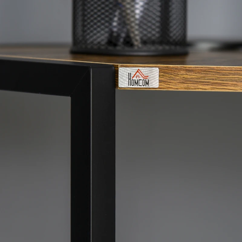 HOMCOM Space-Saving Corner Desk, Small Computer Desk with Metal Frame, Writing Desk for Home Office, Small Spaces, Rustic Brown