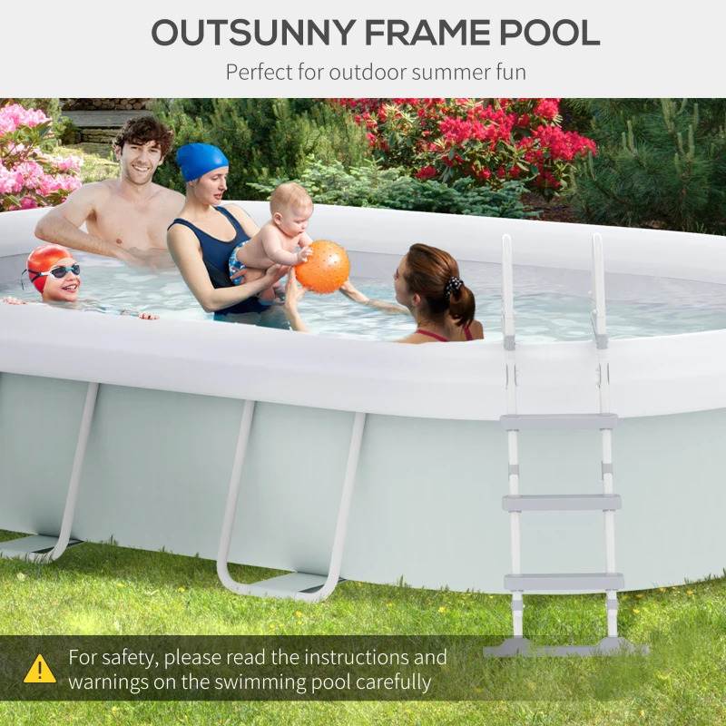 Outsunny 18' x 10' x 42" Above Ground Swimming Pool, Semi-Inflatable Rectangular Steel Frame Pool with Filter Pump, Safety Ladder, Cover, and Mat, for 1-8 People, Gray(m-7)