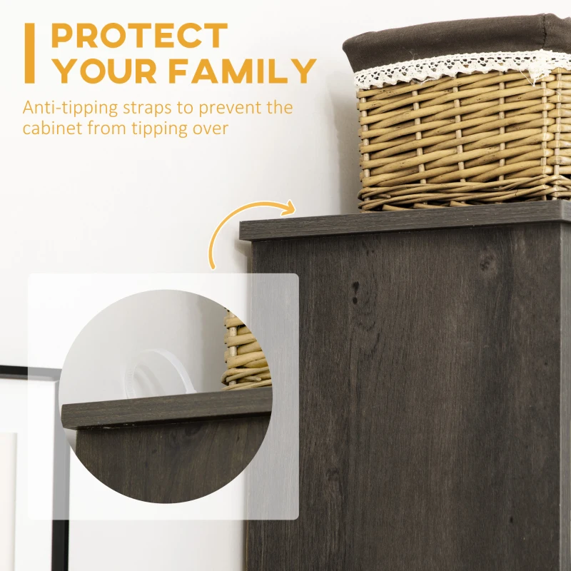 HOMCOM 72" Kitchen Pantry, Buffet with Hutch, Cupboard for Microwave, 2 Door Cabinets, Wine Glasses Rack, Wine Rack, Dark Grey