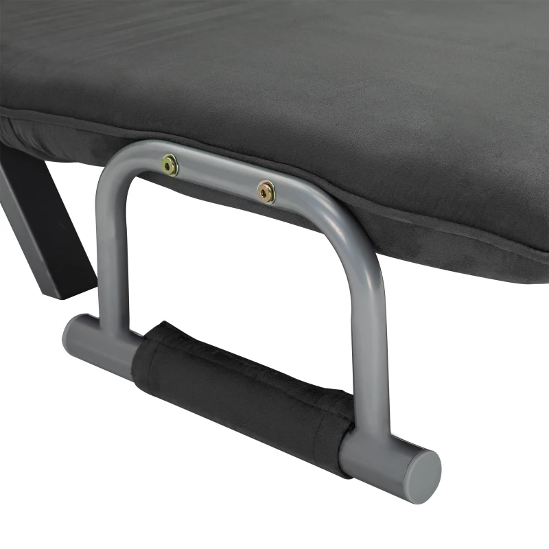 HOMCOM Two Person Convertible Sleeper Sofa Double Lounge Chair Leisure Recliner 5 Position Adjustable Couch Folding Home Office w/ Pillow Grey